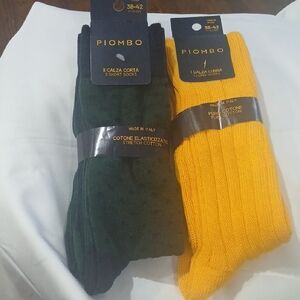 Piombo Men's Dark Green and Mustard Yellow Socks Bundle